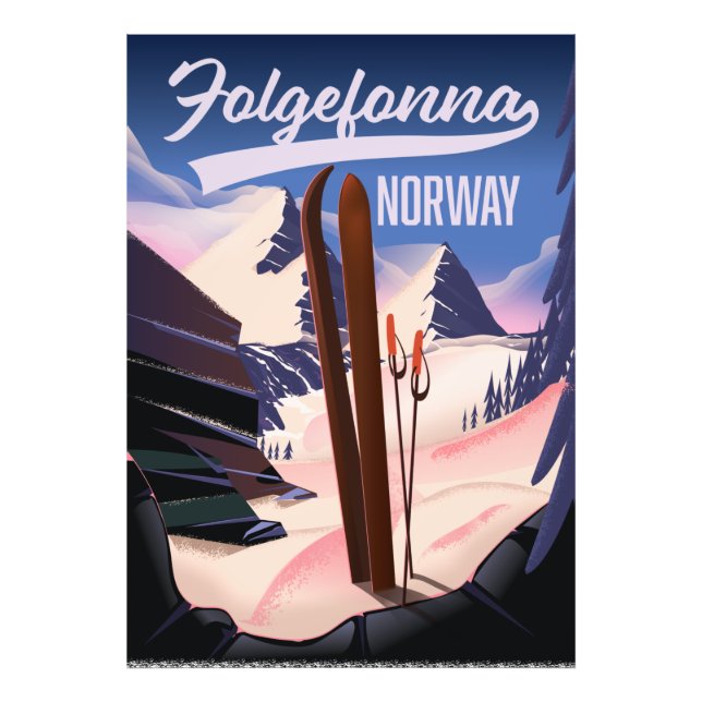 Impression Photo Affiche de ski Folgefonna Norvège. (Devant)