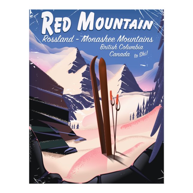 Impression Photo Affiche de ski Red Mountain Colombie-Britannique,  (Devant)