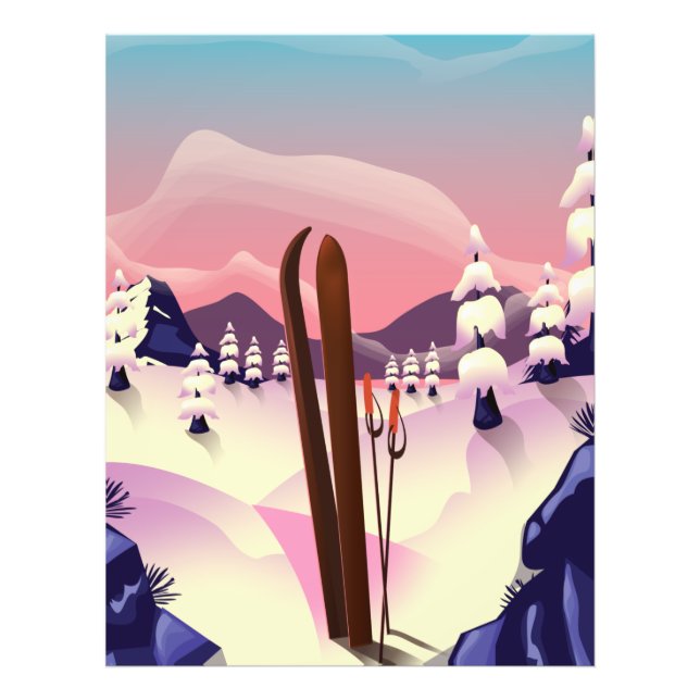Impression Photo Affiche de ski vintage (Devant)