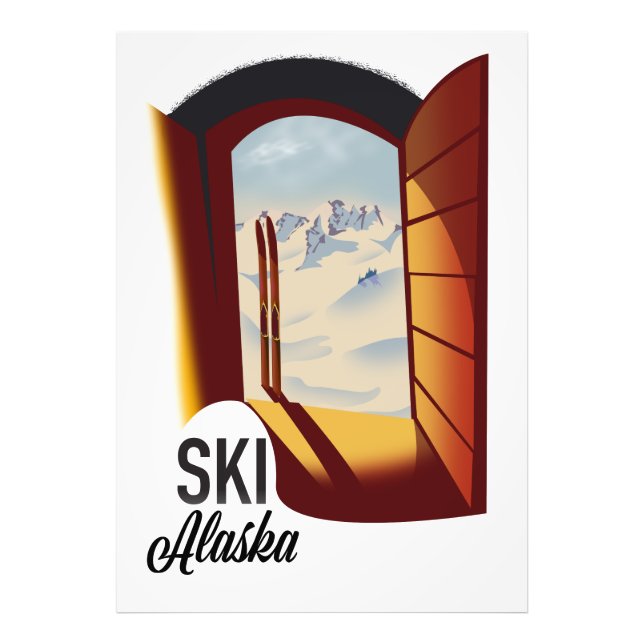 Impression Photo Affiche de ski vintage style Alaska (Devant)