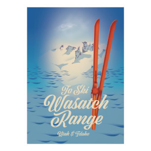 Impression Photo Affiche de ski Wasatch Range Utah & Idaho