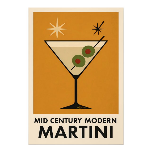 Impression Photo Affiche de style milieu du siècle moderne Martini (Devant)