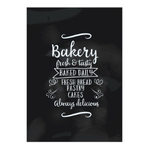 Impression Photo Affiche de tableau craie de boulangerie de style v
