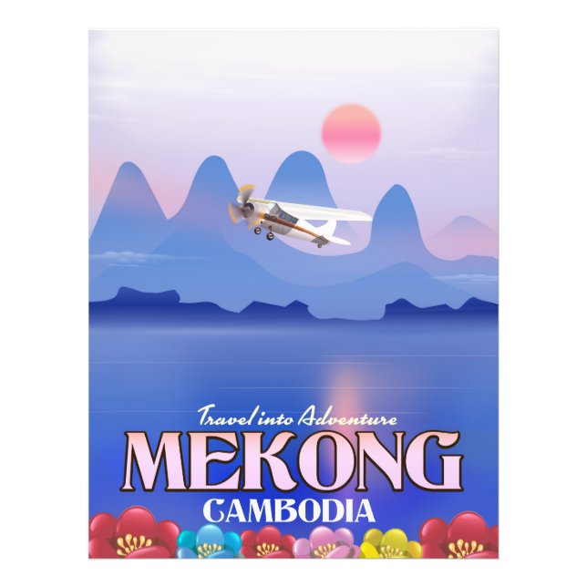 Impression Photo Affiche de vacances au Cambodge sur le fleuve Méko (Devant)