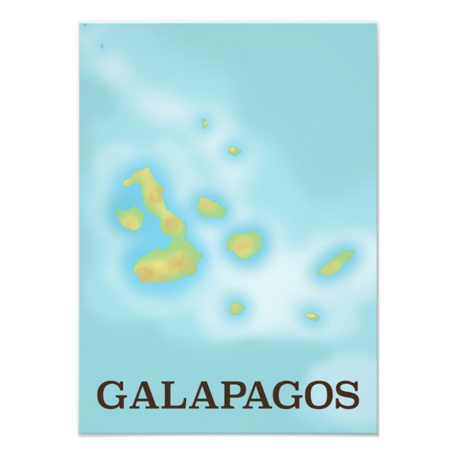 Impression Photo Affiche de vacances de la carte des Galapagos (Devant)