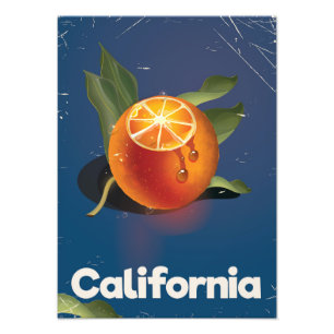 Impression Photo Affiche de vacances de style rétro Orange Californ
