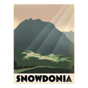 Impression Photo Affiche de vacances de style vintage Snowdonia. Ca