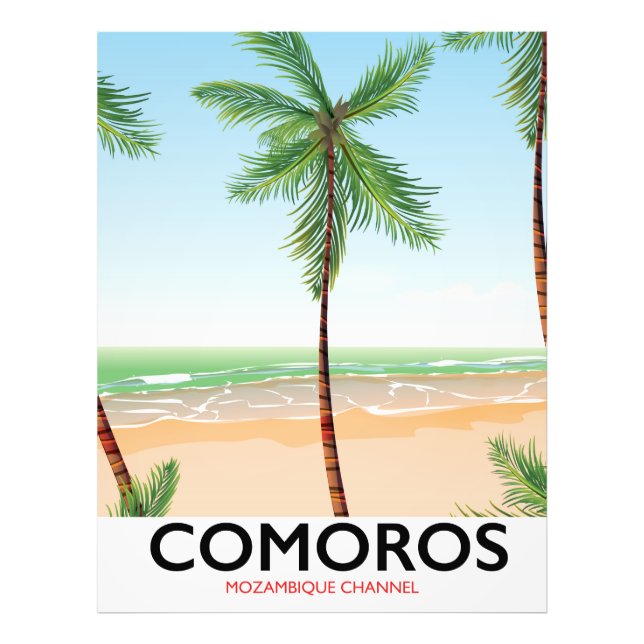 Impression Photo Affiche de vacances pour l'île des Comores. (Devant)