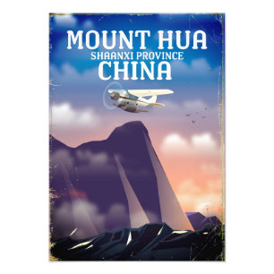 Impression Photo Affiche de vol vintage du Mont Hua Chine