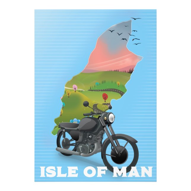 Impression Photo Affiche de voyage à moto sur l'île de Man (Devant)