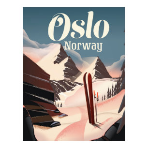 Impression Photo Affiche de voyage à Oslo en Norvège pour le ski