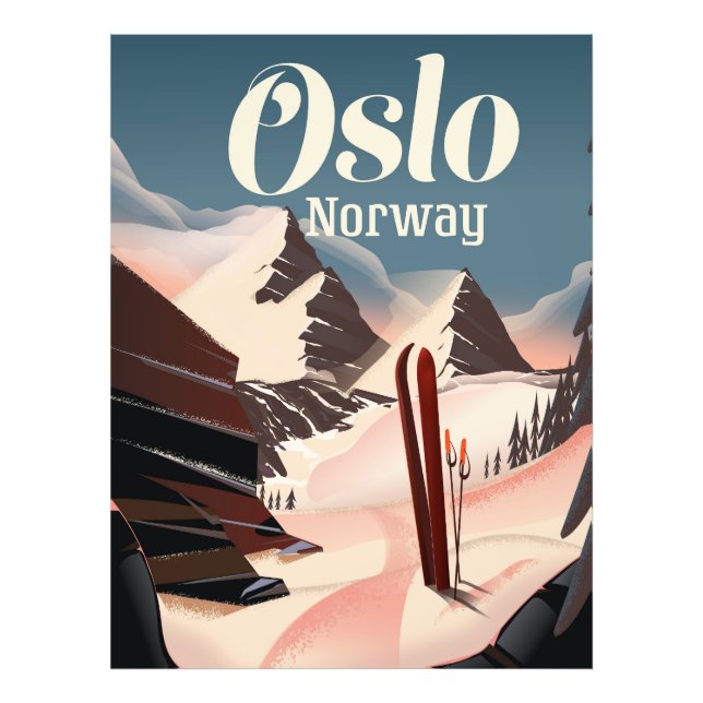 Impression Photo Affiche de voyage à Oslo en Norvège pour le ski (Devant)