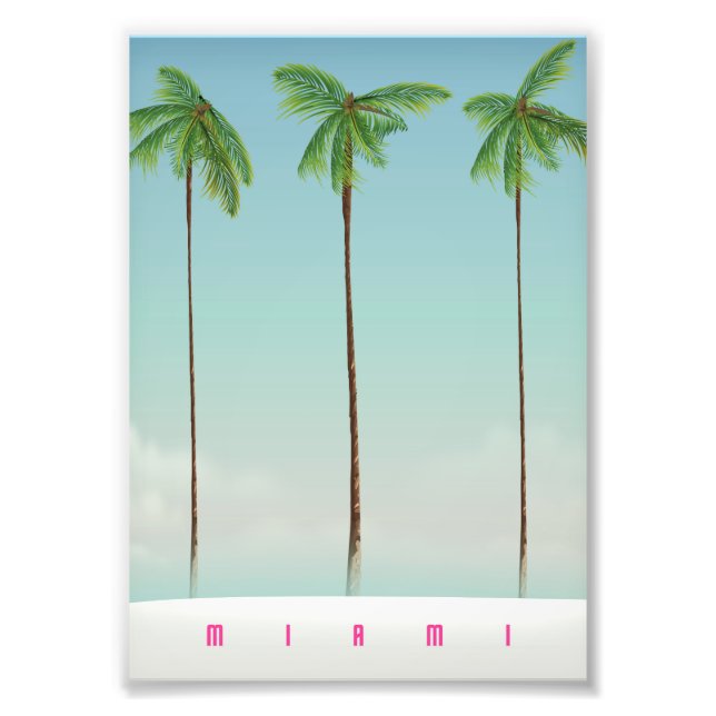 Impression Photo Affiche de voyage aux palmiers de Miami, Floride. (Devant)