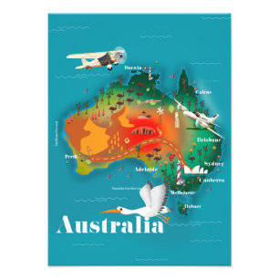 Impression Photo Affiche de voyage carte d'Australie