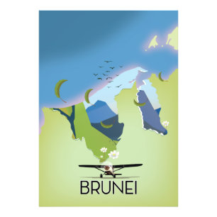 Impression Photo Affiche de voyage carte de Brunei