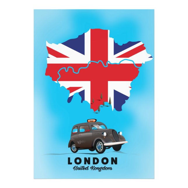 Impression Photo Affiche de voyage carte illustrée de Londres (Devant)
