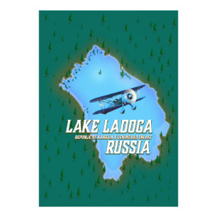 Impression Photo Affiche de voyage carte russe du lac Ladoga