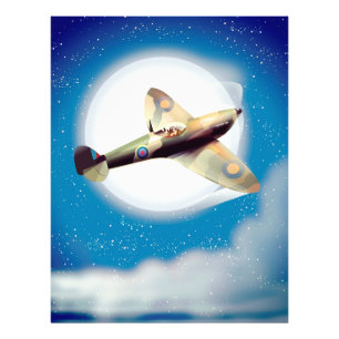 Impression Photo affiche de voyage d'avion Spitfire