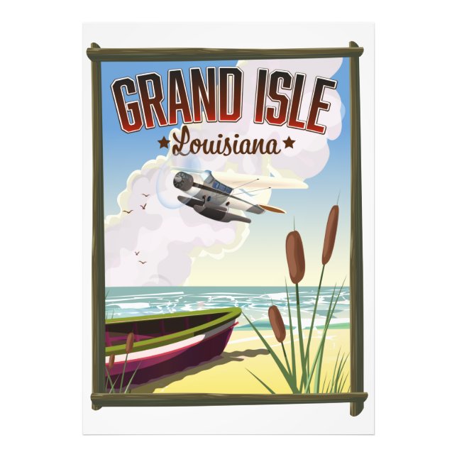 Impression Photo Affiche de voyage de Grand Isle, Louisiane  (Devant)