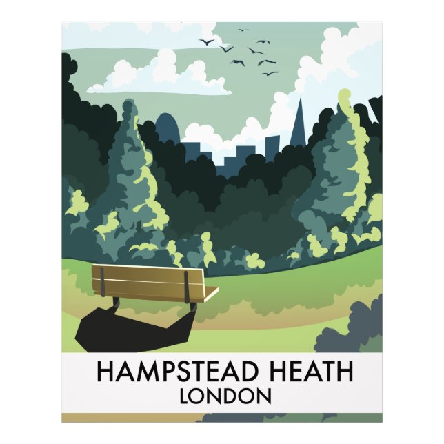 Impression Photo Affiche de voyage de Hampstead Heath à Londres. (Devant)