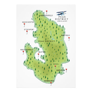 Impression Photo Affiche de voyage de la carte Cumbria England Map.