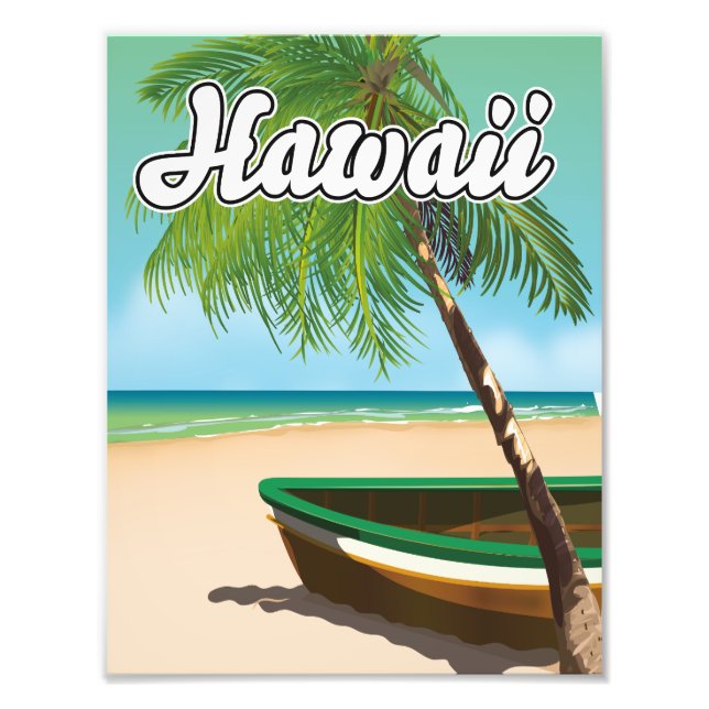 Impression Photo Affiche de voyage de la plage tropicale d'Hawaii (Devant)
