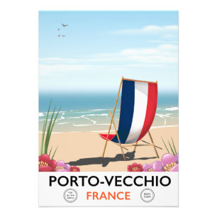 Impression Photo Affiche de voyage de plage à Porto-Vecchio, France