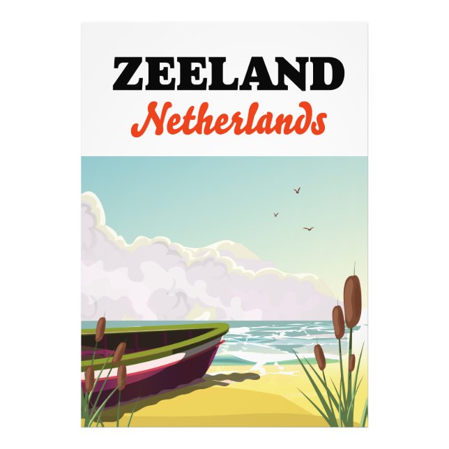 Impression Photo Affiche de voyage de plage de Zélande Pays-Bas (Devant)
