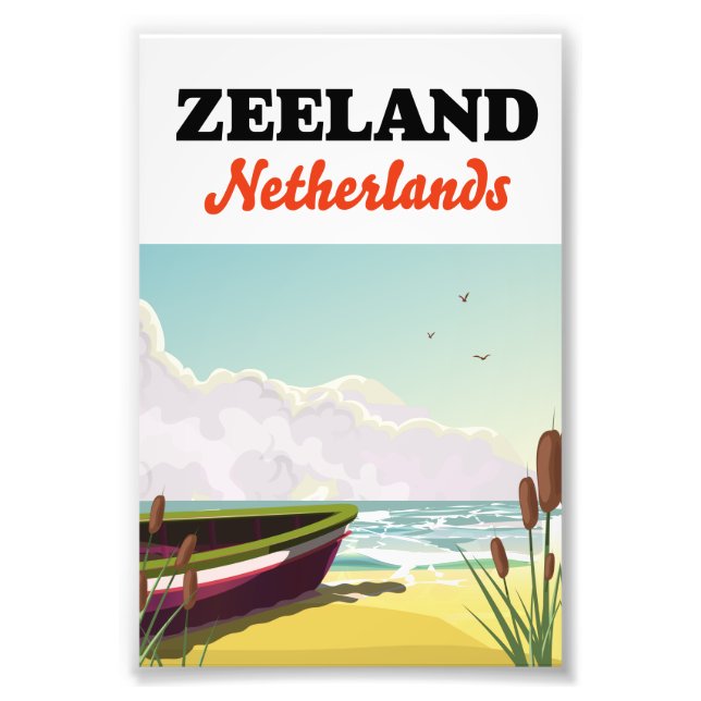 Impression Photo affiche de voyage de plage Zeeland Pays-Bas (Devant)
