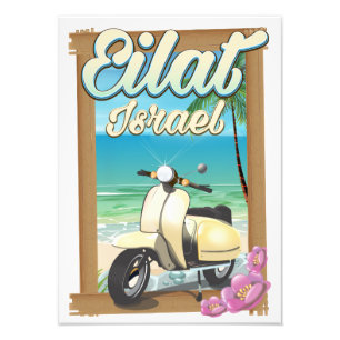 Impression Photo Affiche de voyage de scooter de l'Israël de plage