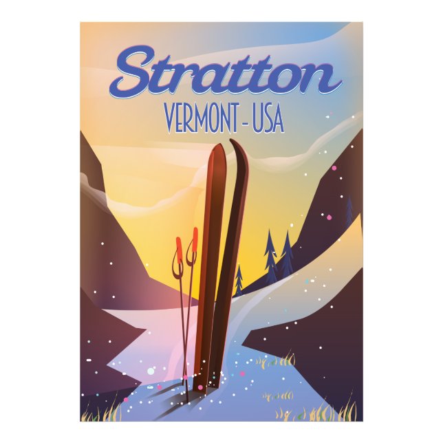 Impression Photo Affiche de voyage de ski à Stratton Vermont (Devant)