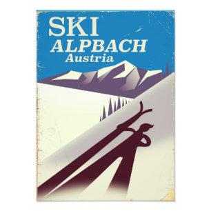 Impression Photo Affiche de voyage de ski autrichien Alpbach