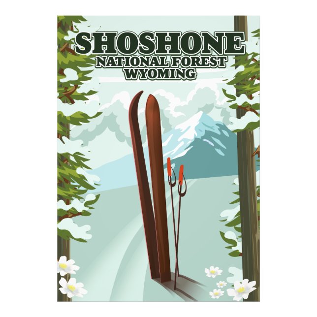 Impression Photo Affiche de voyage de ski dans la forêt nationale d (Devant)