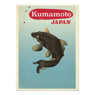 Impression Photo Affiche de voyage de style vintage Kumamoto Japon