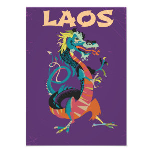 Impression Photo Affiche de voyage de style vintage Laos Dragon