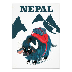 Impression Photo Affiche de voyage de style vintage Yak Népal