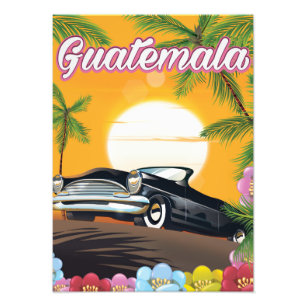 Impression Photo Affiche de voyage de voiture ancienne au Guatemala