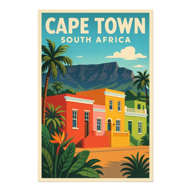 Impression Photo Affiche de voyage du Cap, Afrique du Sud, (Devant)
