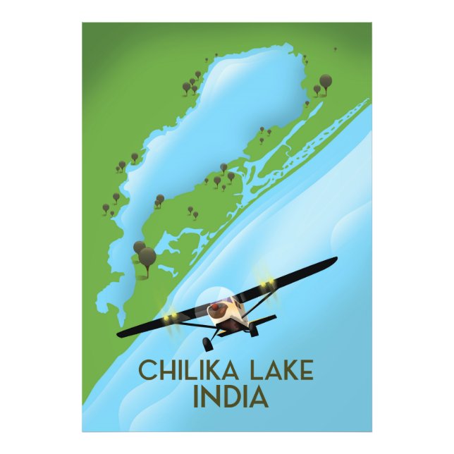 Impression Photo Affiche de voyage du lac Chilika Inde (Devant)