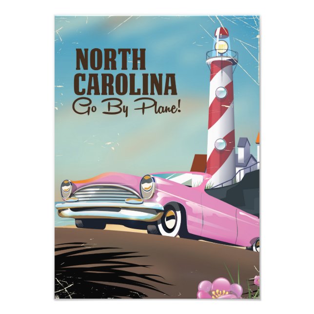 Impression Photo Affiche de voyage du phare de Caroline du Nord (Devant)