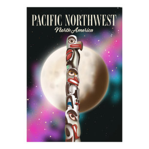 Impression Photo Affiche de voyage du totem du Nord-Ouest Pacifique