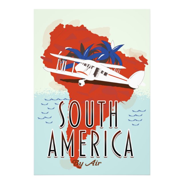 Impression Photo Affiche de voyage en Amérique du Sud par avion (Devant)