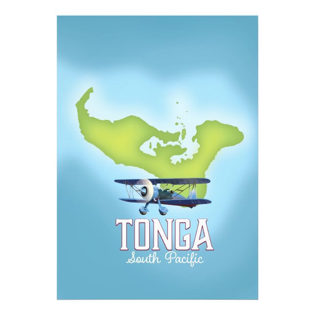 Impression Photo Affiche de voyage en avion carte des Tonga (Devant)