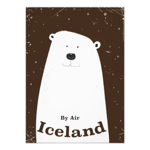Impression Photo Affiche de voyage en Islande ours polaire vintage