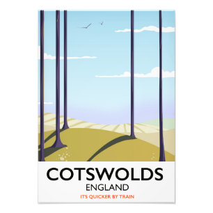 Impression Photo Affiche de voyage ferroviaire paysager des Cotswol