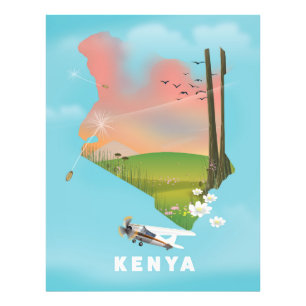 Impression Photo Affiche de voyage illustration carte du Kenya.