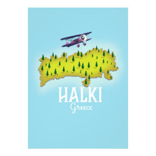 Impression Photo Affiche de voyage illustrée de la carte de Halki G