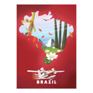 Impression Photo Affiche de voyage illustrée du Brésil.