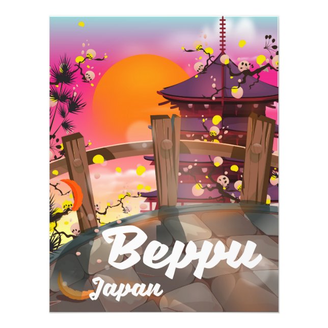 Impression Photo Affiche de voyage japonaise Beppu (Devant)