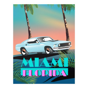 Impression Photo Affiche de voyage Miami Floride années 80